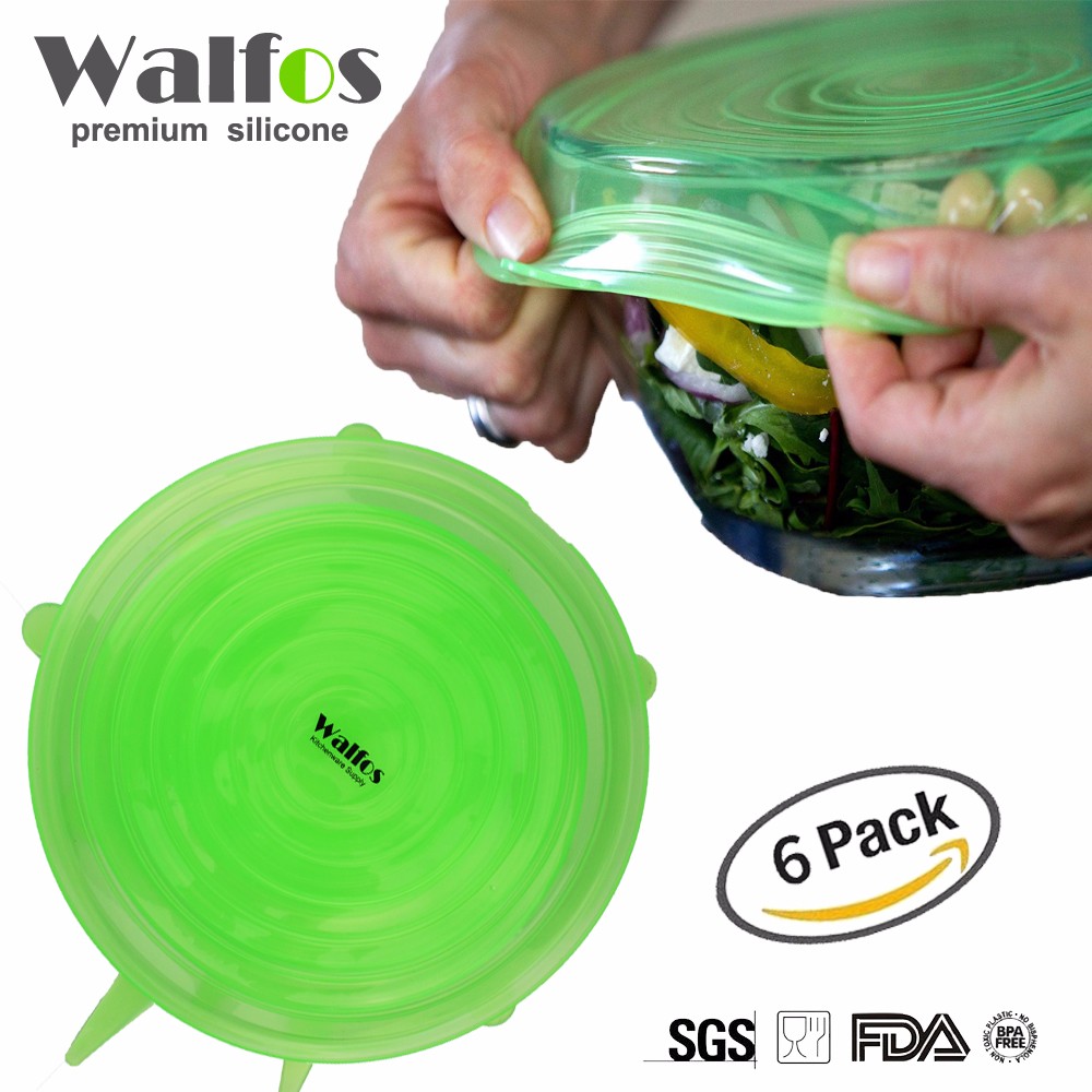 WALFOS Universal Stretchable BPA Free Silicone Cover Maintain Food ...